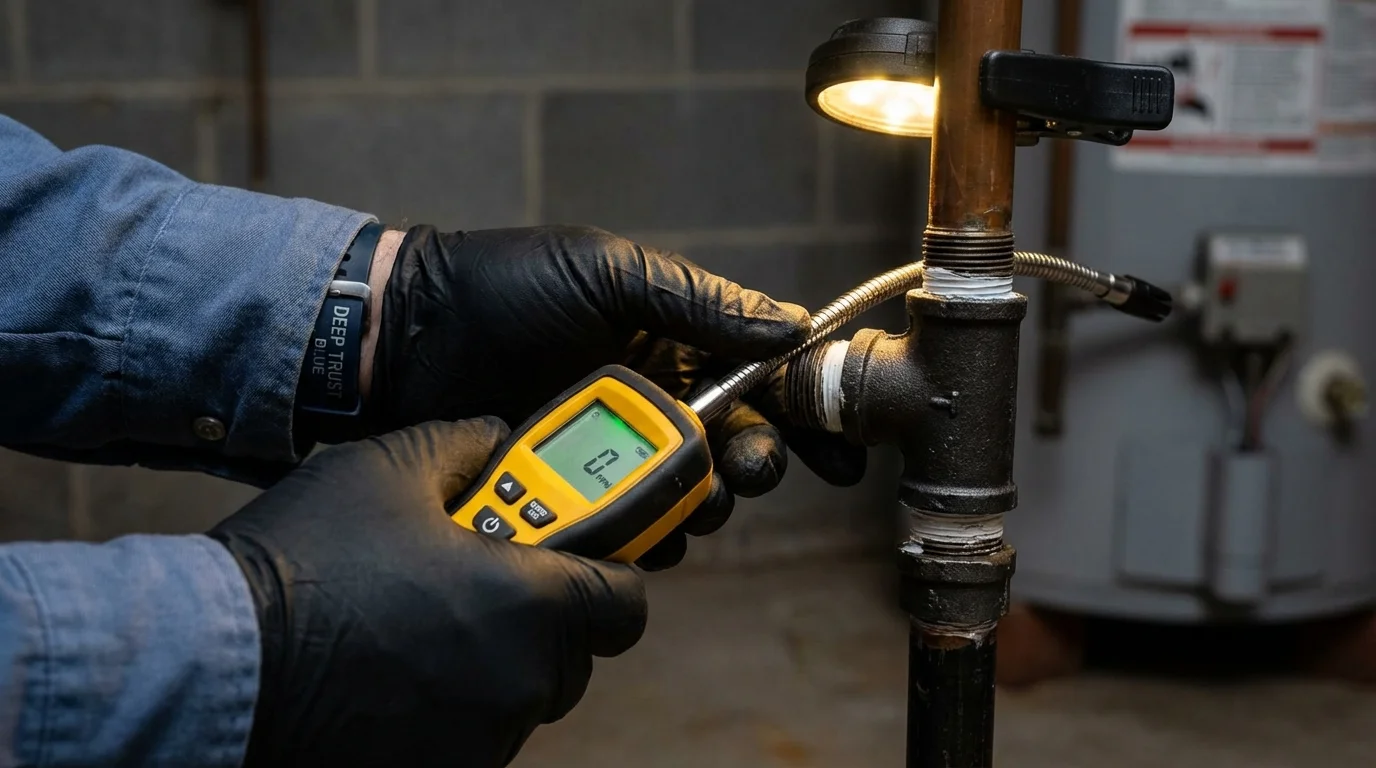 Gas leak detection with electronic sniffer by Johns Plumbing LLC in Mosquero