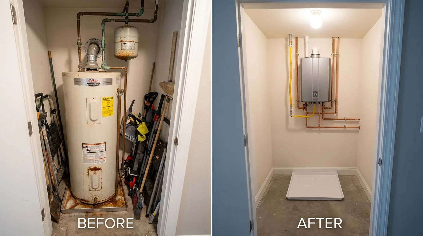 Tank water heater versus wall-mounted tankless unit comparison for Mosquero, NM homeowners