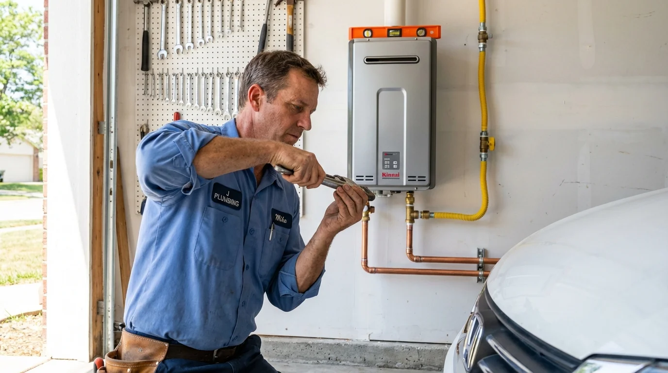 Tankless water heater installation by a Johns Plumbing LLC plumber in Mosquero